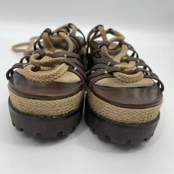 Michael Kors Collection Kellan Runway Gladiator Platform Sandals Nutmeg Size 39